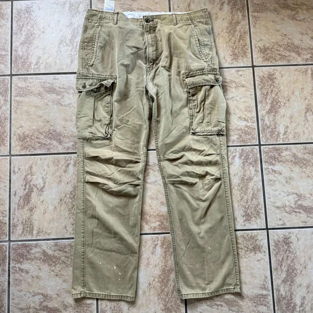 Levis Mens Cargo Pants 36x34 Khaki Olive Drab Cotton‎ Straight Leg
